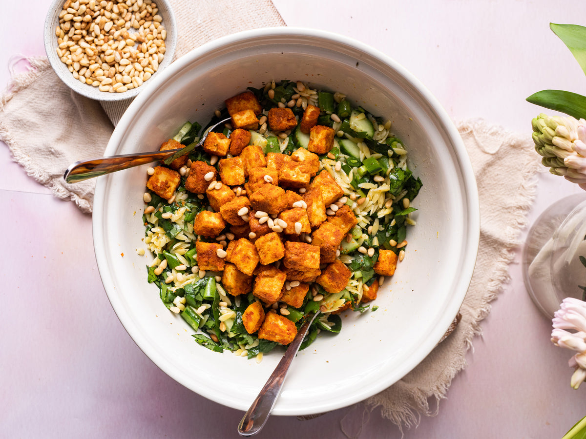 Crispy Tofu Orzo Salad – Tala Cooking