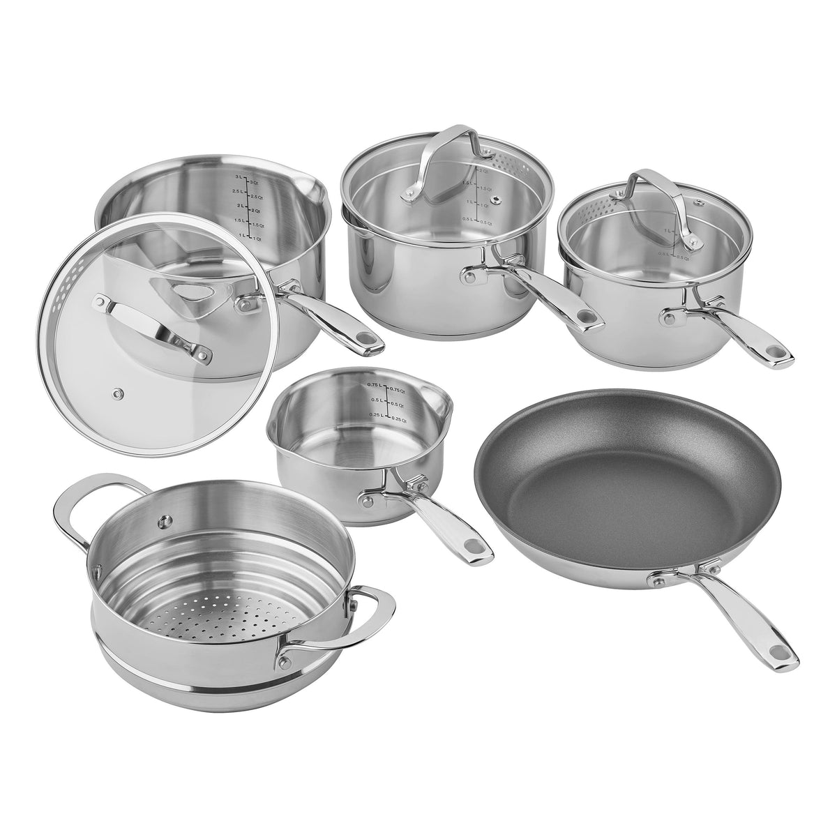 Precious Metal 6 Piece Stainless Steel Cookware Set