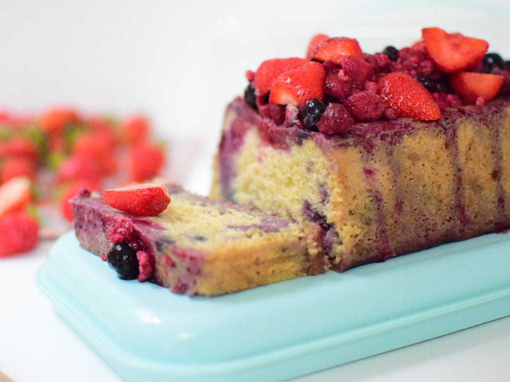 Summer Fruits Drizzle Loaf Cake