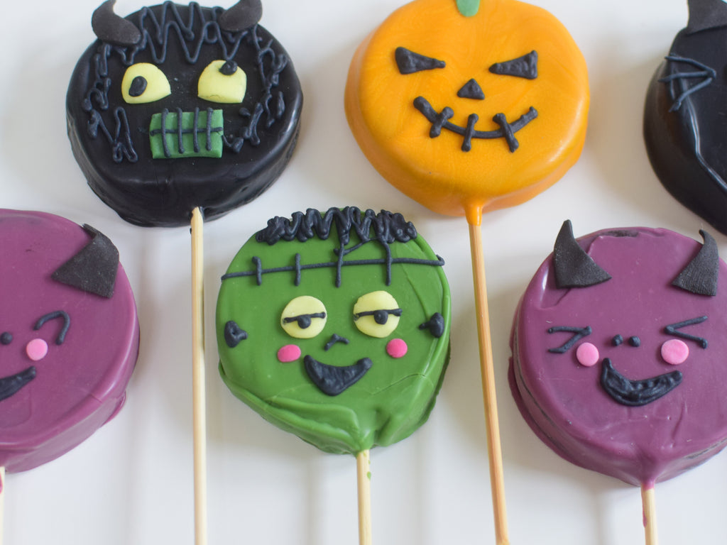 Dipped and Decorated Halloween Oreo Pops