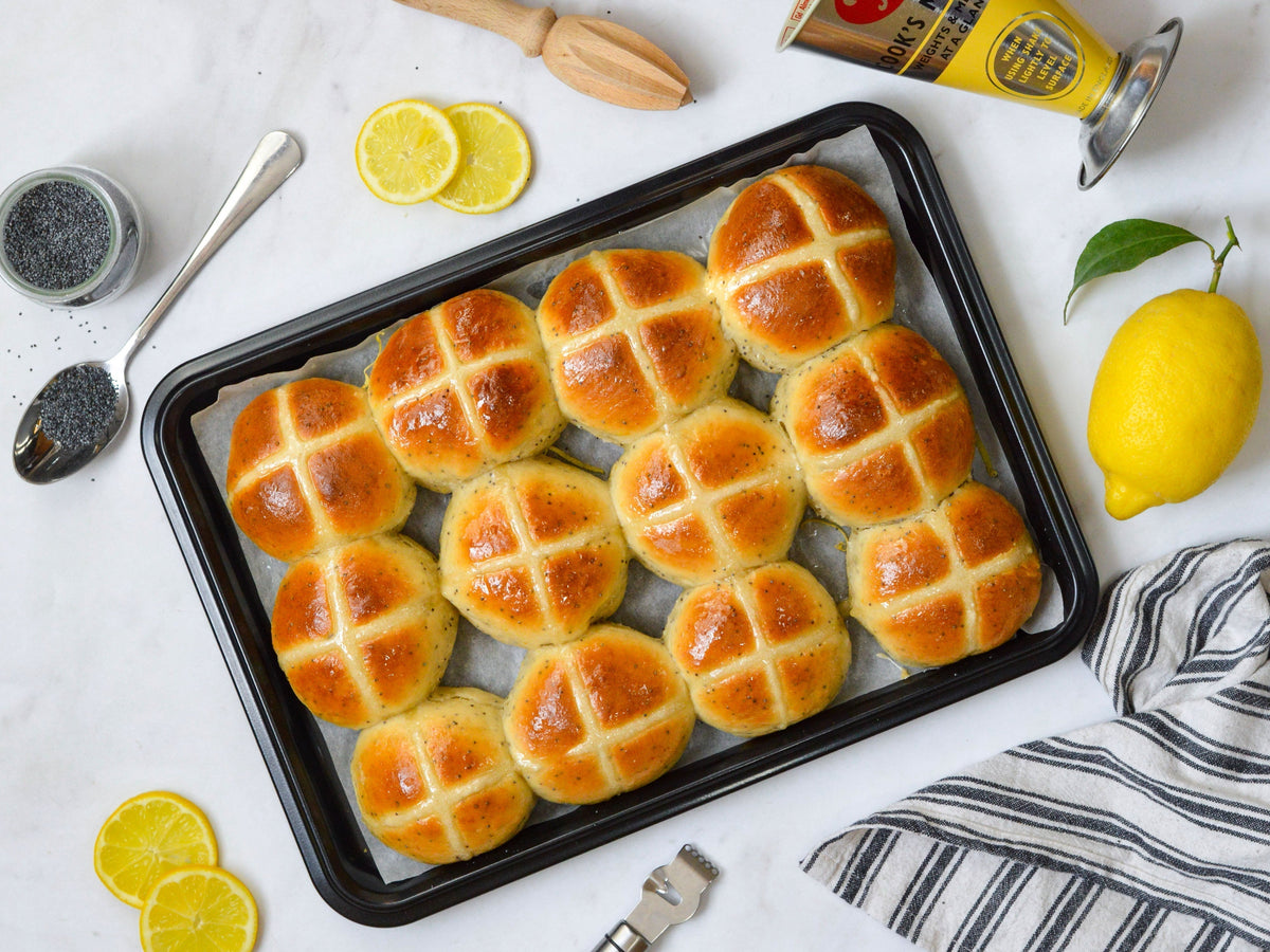 Lemon and Poppy Seeds Hot Cross Buns