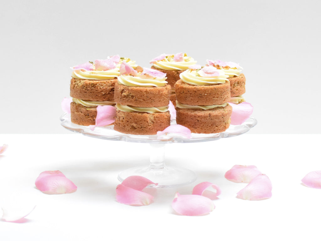 Pistachio and Rosewater Syrup Mini Layer Cakes