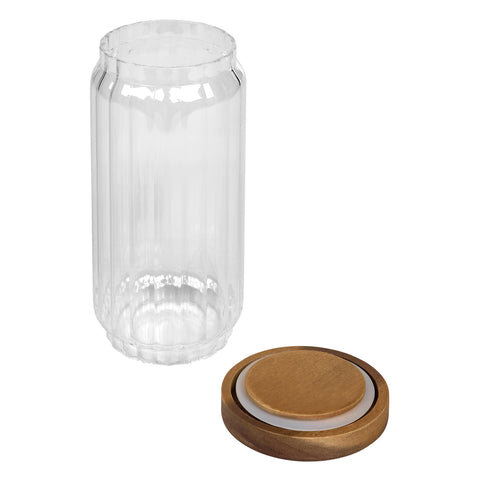 Tala Ribbed Glass Storage Jar with Acacia Lid 990ml