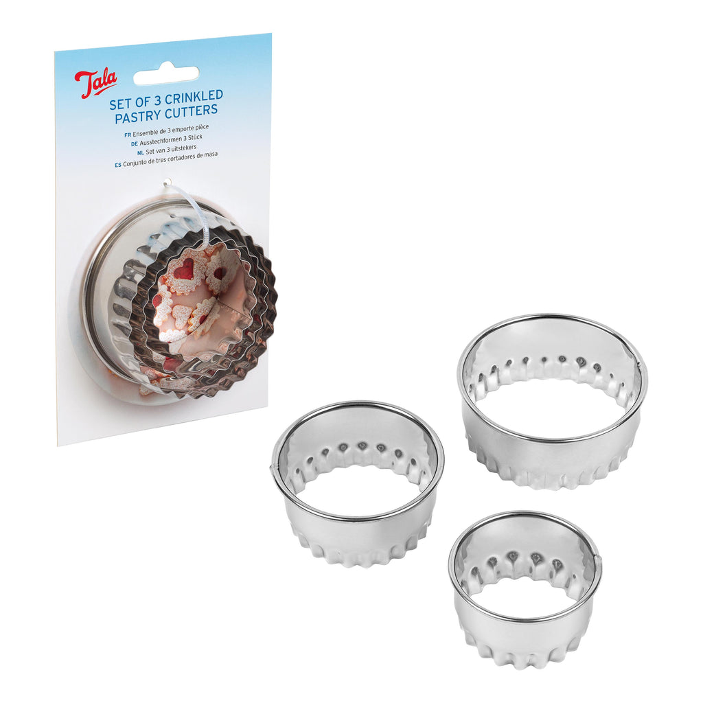 Tala Stainless Steel Crinkled Cutters, Set of 3 Cutters in Different Tala Stainless Steel Crinkled Cutters, Set of 3 Cutters in Different