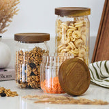 Tala Ribbed Glass Storage Jar with Acacia Lid 990ml