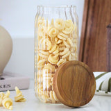 Tala Ribbed Glass Storage Jar with Acacia Lid 990ml