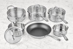 Tala S/S 6 Piece Cookware Set - Milk Pan/Fry pan/ saucepans and multi steamer